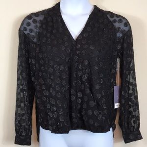 JENNIFER LOPEZ NWT Sheer Blk Polka Dot Wrap Size M